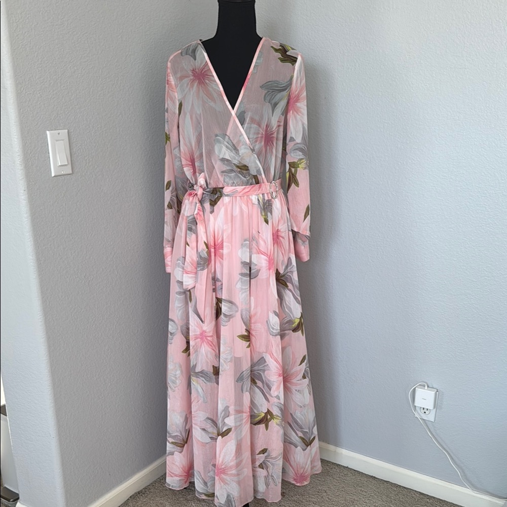 Floral Pink Wrap Dress